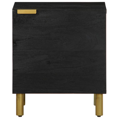 Comodino Nero 40x33x46 cm in Legno Massello di Mango - homemem39
