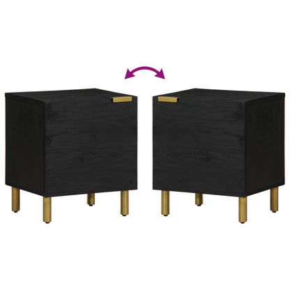 Comodino Nero 40x33x46 cm in Legno Massello di Mango - homemem39