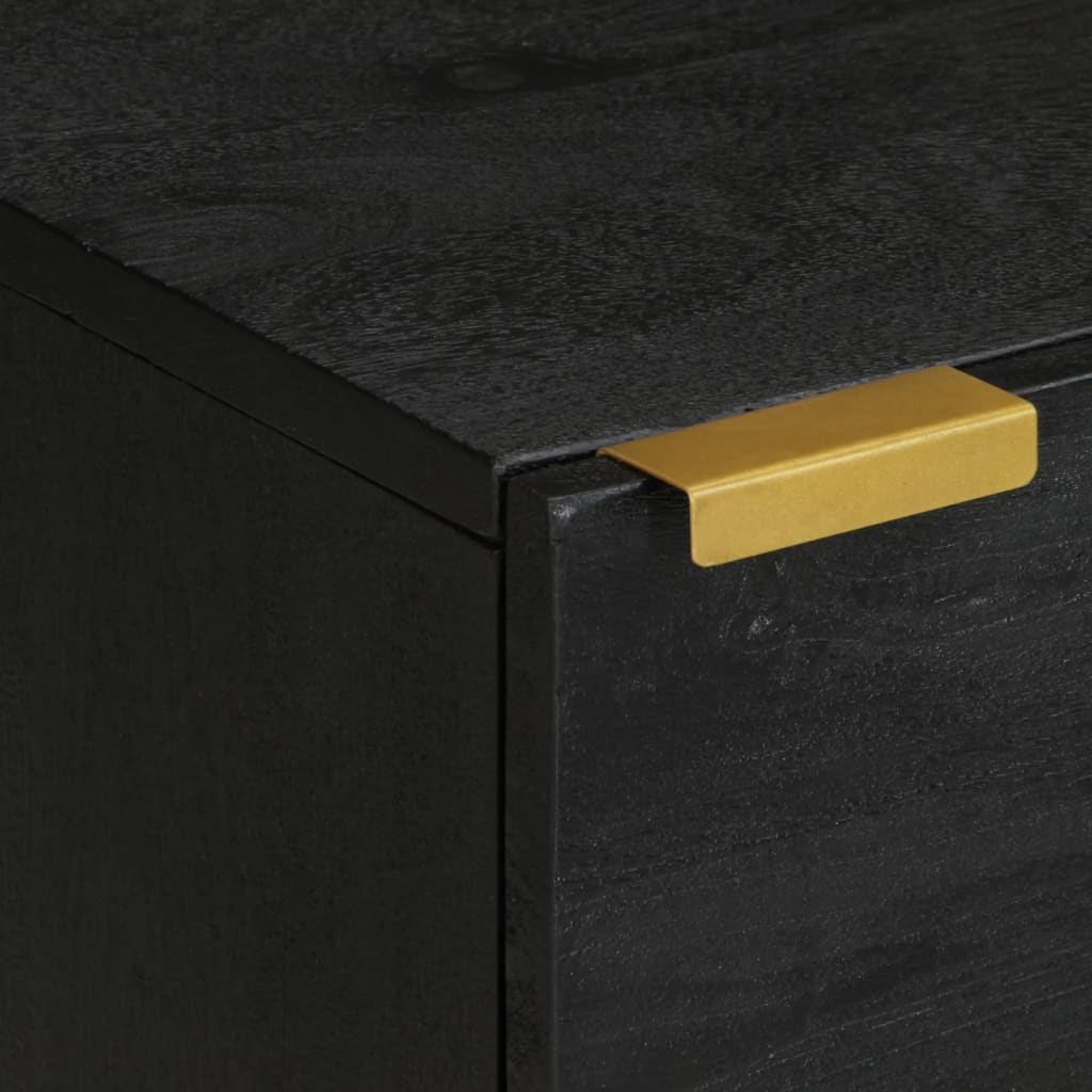 Comodino Nero 40x33x46 cm in Legno Massello di Mango - homemem39