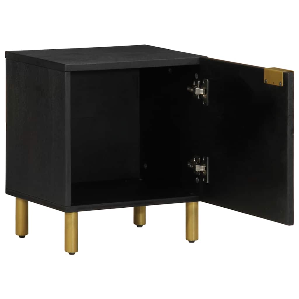 Comodini 2 pz Neri 40x33x46 cm in Legno Massello di Mango | homemem39