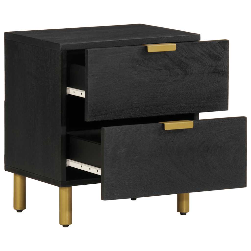 Comodino Nero 40x33x46 cm in Legno Massello di Mango | homemem39