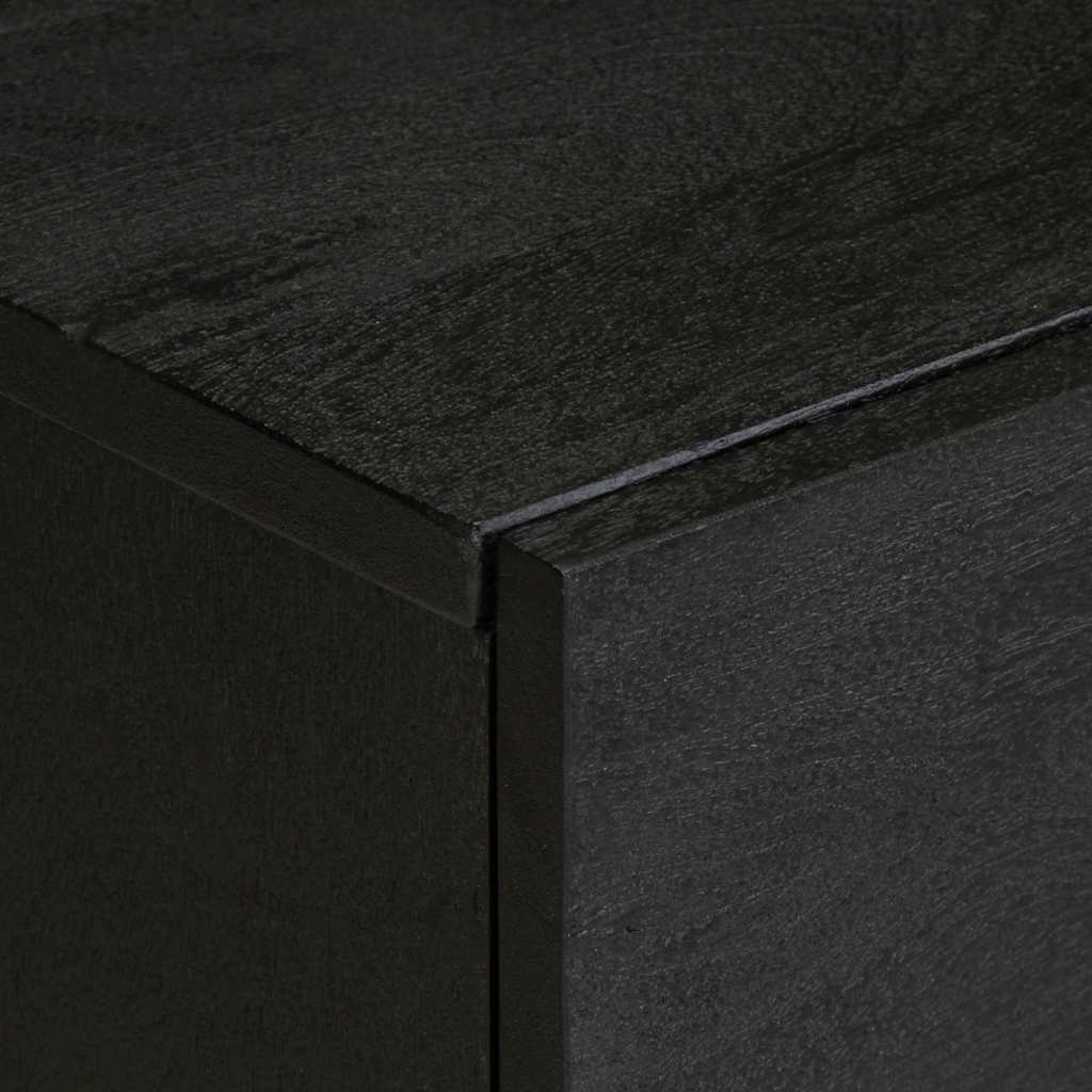 Comodino Nero 40x33x46 cm in Legno Massello di Mango | homemem39