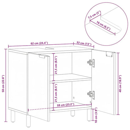 Mobile Lavabo da Bagno Nero 62x33x58 cm in Legno Multistrato | homemem39