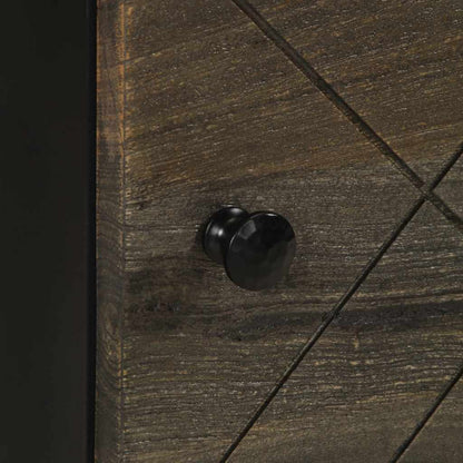 Comodino Nero 40x33x46 cm in Legno Massello di Mango - homemem39