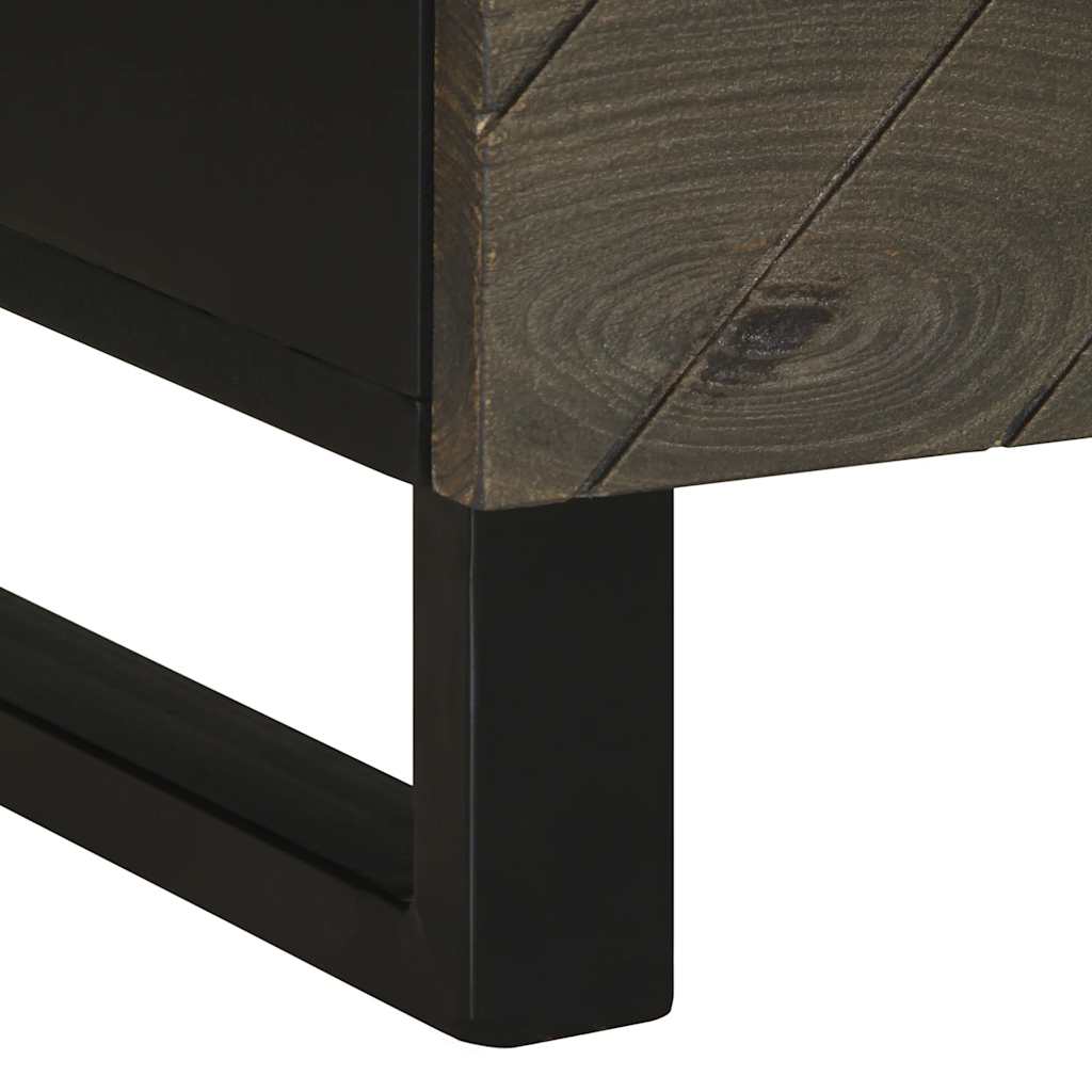 Comodino Nero 40x33x46 cm in Legno Massello di Mango - homemem39