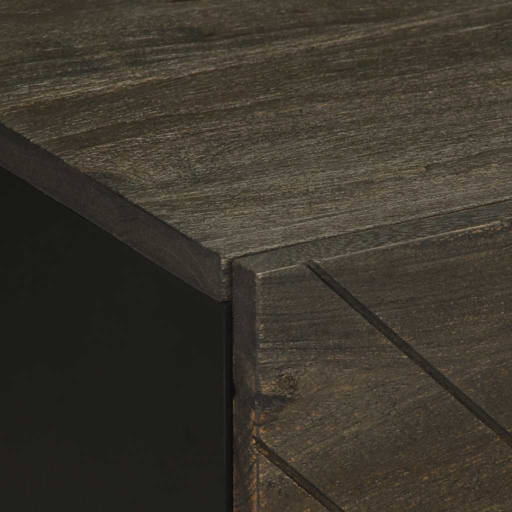 Comodini 2pz Neri 40x33x46 cm in Legno Massello di Mango - homemem39