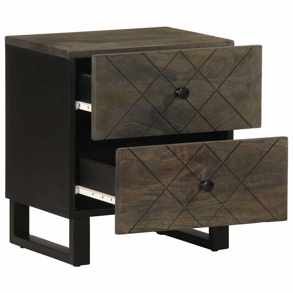Comodino Nero 40x33x46 cm in Legno Massello di Mango - homemem39