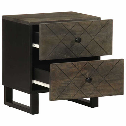 Comodino Nero 40x33x46 cm in Legno Massello di Mango - homemem39