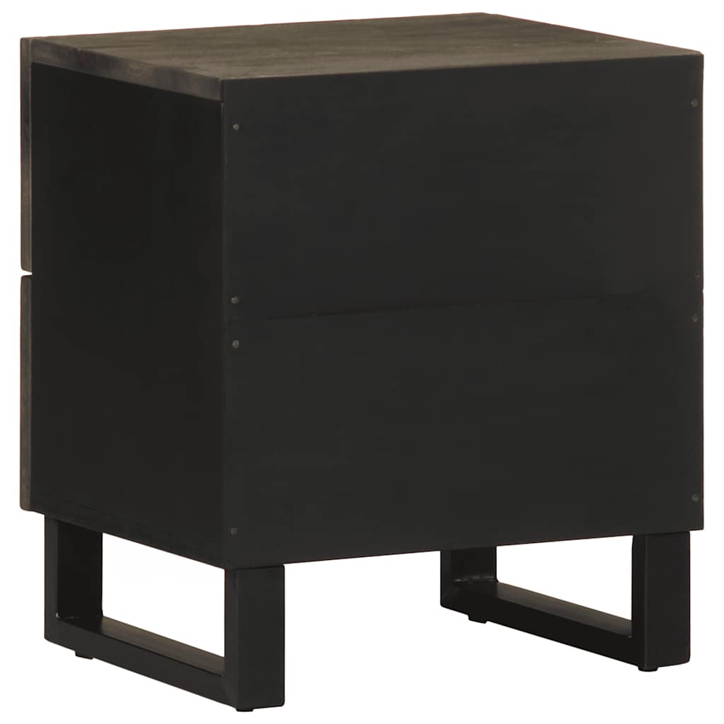 Comodino Nero 40x33x46 cm in Legno Massello di Mango - homemem39