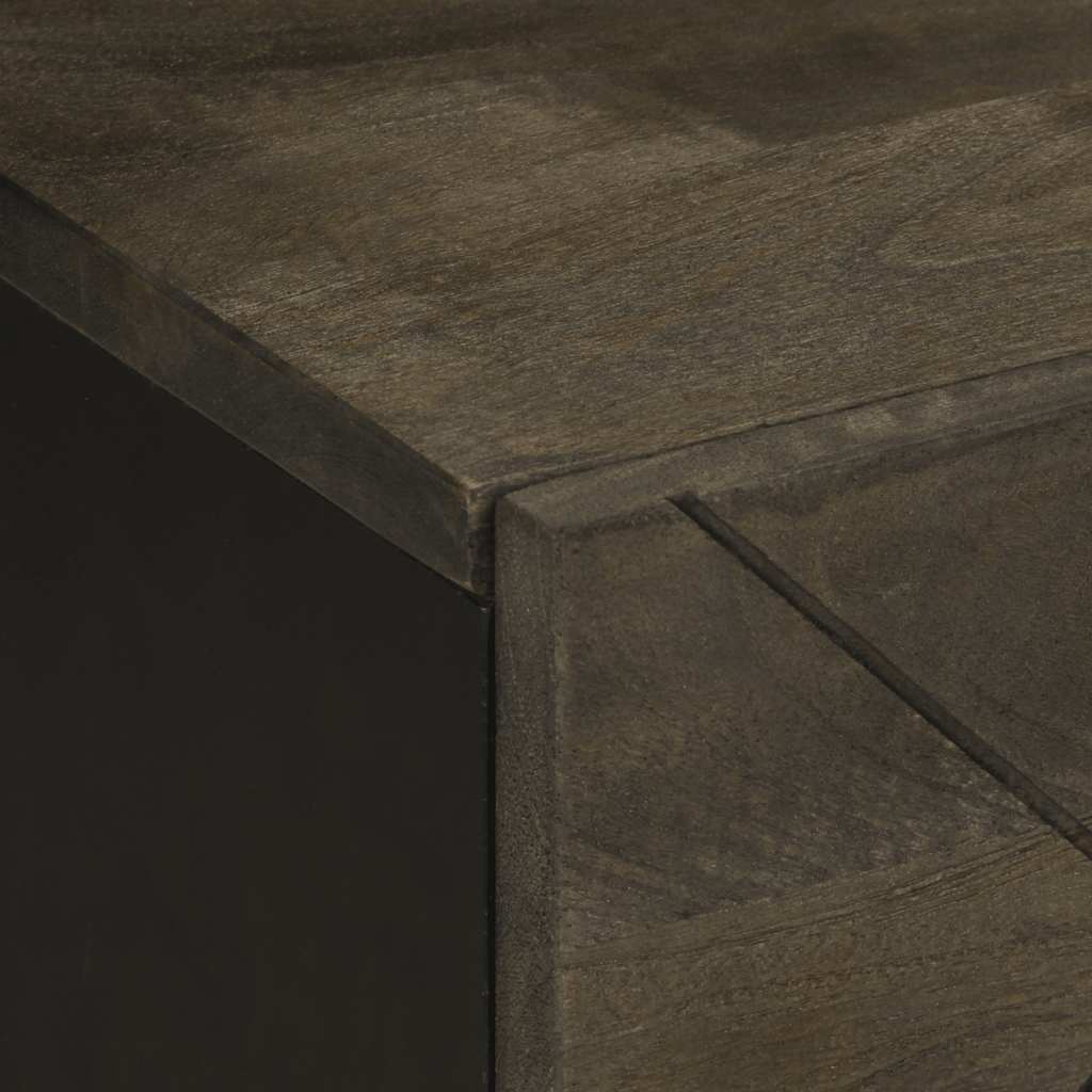 Comodino Nero 40x33x46 cm in Legno Massello di Mango - homemem39