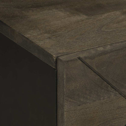 Comodino Nero 40x33x46 cm in Legno Massello di Mango - homemem39