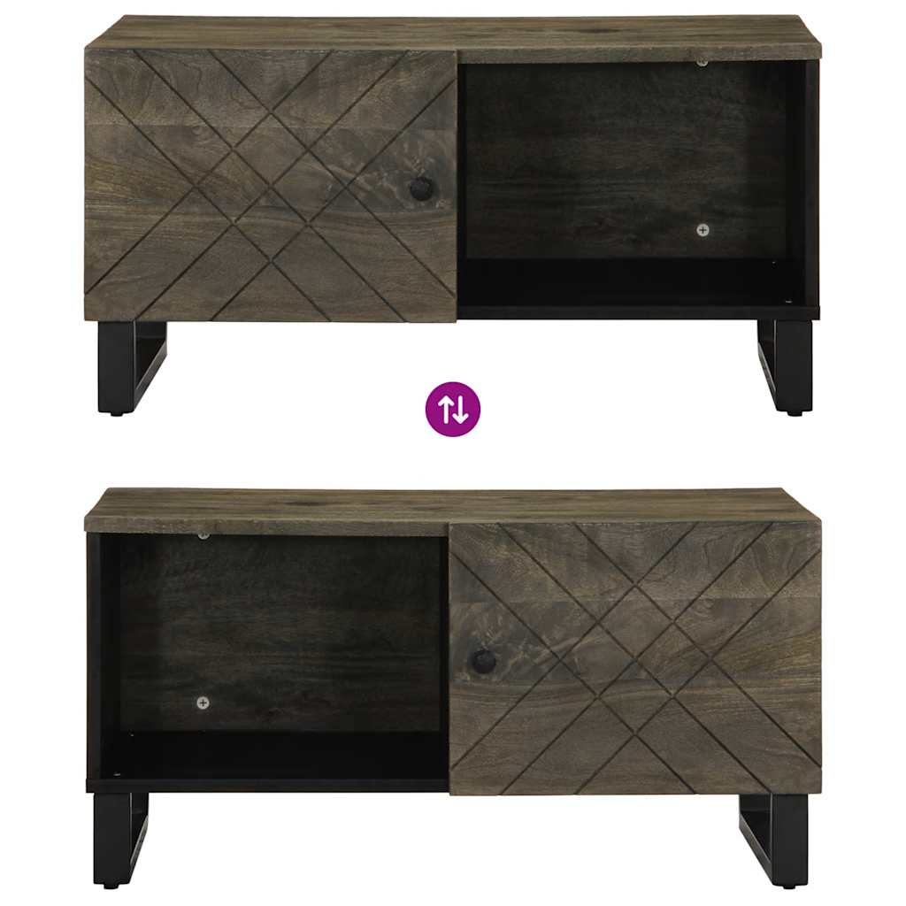 Tavolino da Salotto Nero 80x50x40 cm in Legno Massello di Mango | homemem39