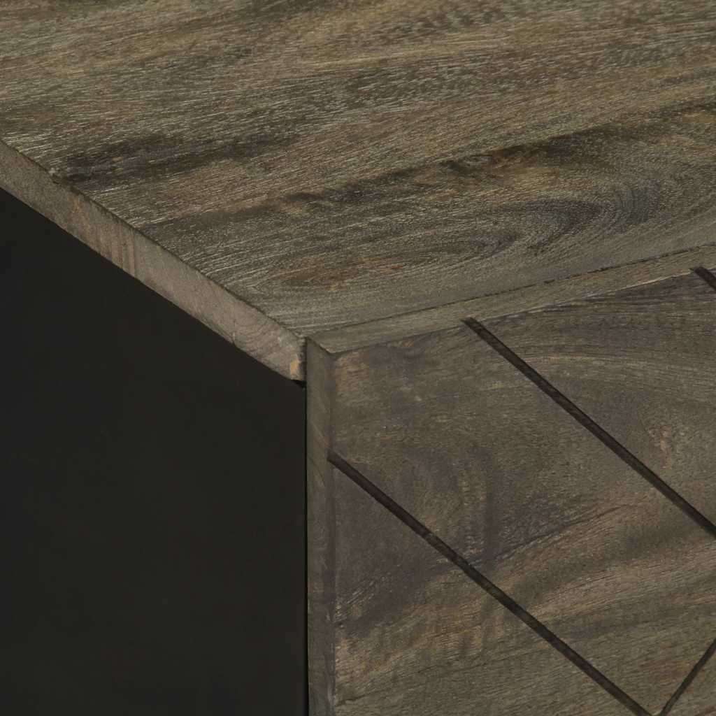 Tavolino da Salotto Nero 80x50x40 cm in Legno Massello di Mango | homemem39