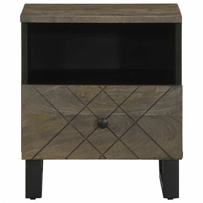 Comodino Nero 40x33x46 cm in Legno Massello di Mango - homemem39