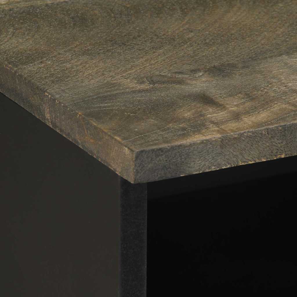 Comodini 2pz Neri 40x33x46 cm in Legno Massello di Mango - homemem39