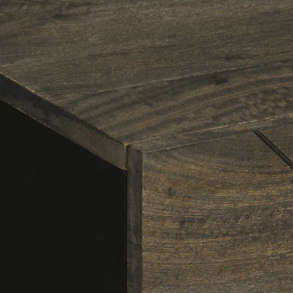 Comodino Nero 50x33x62 cm in Legno Massello di Mango - homemem39
