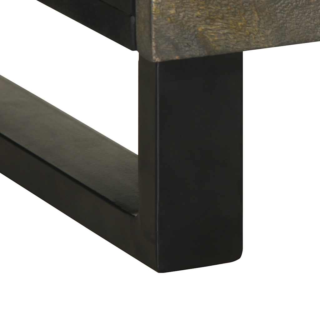 Comodino Nero 50x33x62 cm in Legno Massello di Mango - homemem39