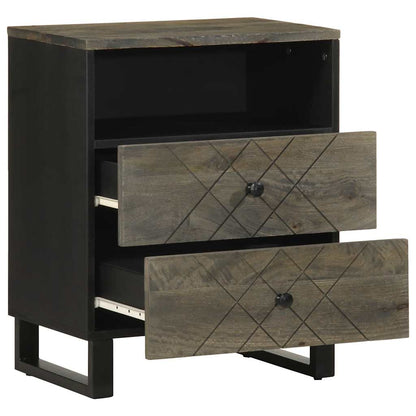 Comodino Nero 50x33x62 cm in Legno Massello di Mango - homemem39