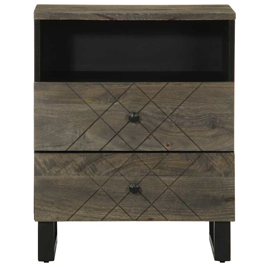 Comodino Nero 50x33x62 cm in Legno Massello di Mango - homemem39