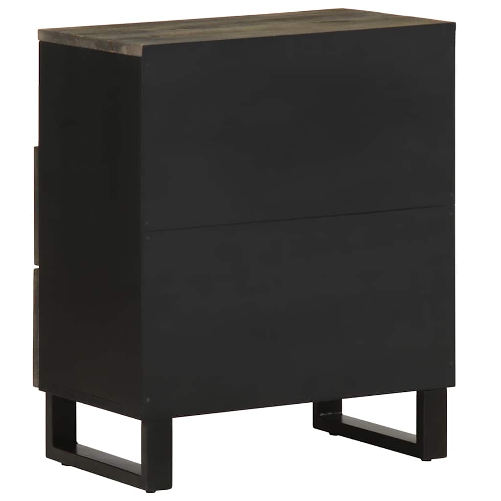 Comodino Nero 50x33x62 cm in Legno Massello di Mango - homemem39