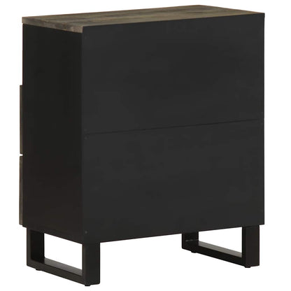 Comodino Nero 50x33x62 cm in Legno Massello di Mango - homemem39