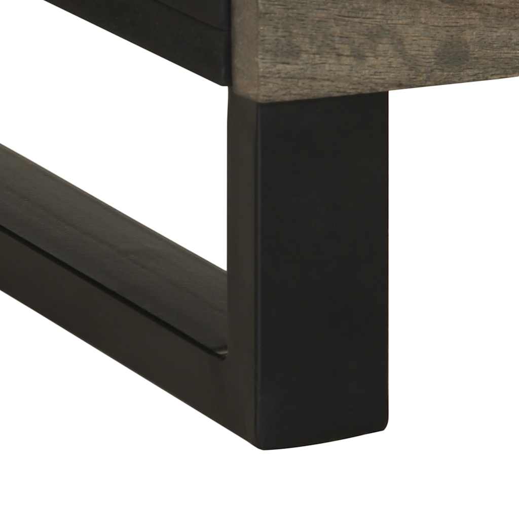 Comodino Nero 50x33x62 cm in Legno Massello di Mango - homemem39