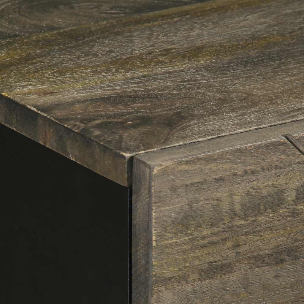 Comodino Nero 50x33x60 cm in Legno Massello di Mango - homemem39