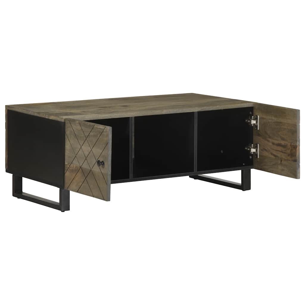 Tavolino da Salotto Nero 100x54x40cm in Legno Massello di Mango | homemem39