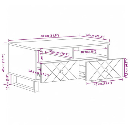 Tavolino da Salotto Nero 80x54x40 cm in Legno Massello di Mango | homemem39