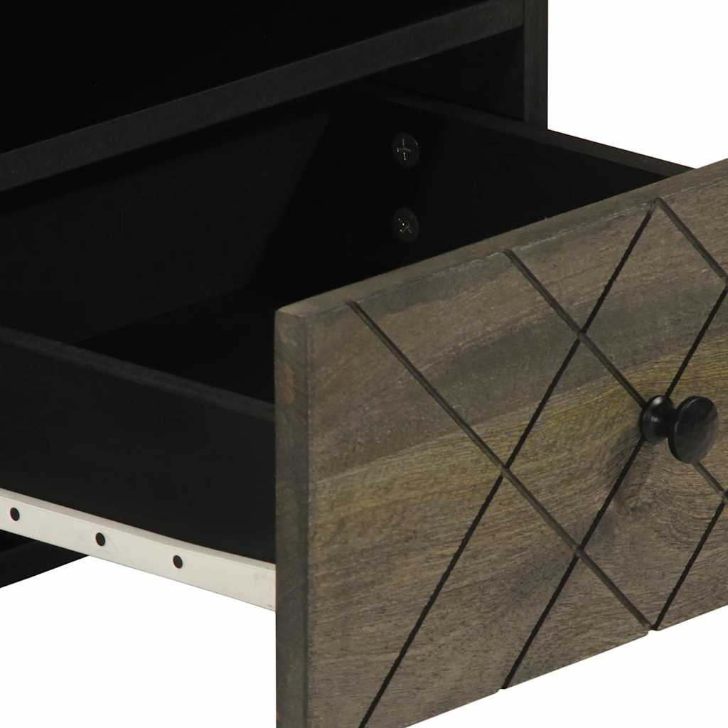 Tavolino da Salotto Nero 80x54x40 cm in Legno Massello di Mango | homemem39