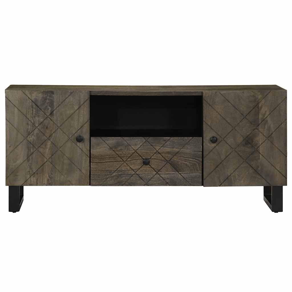 Mobile Porta TV Nero 105x33x46 cm in Legno Massello di Mango - homemem39