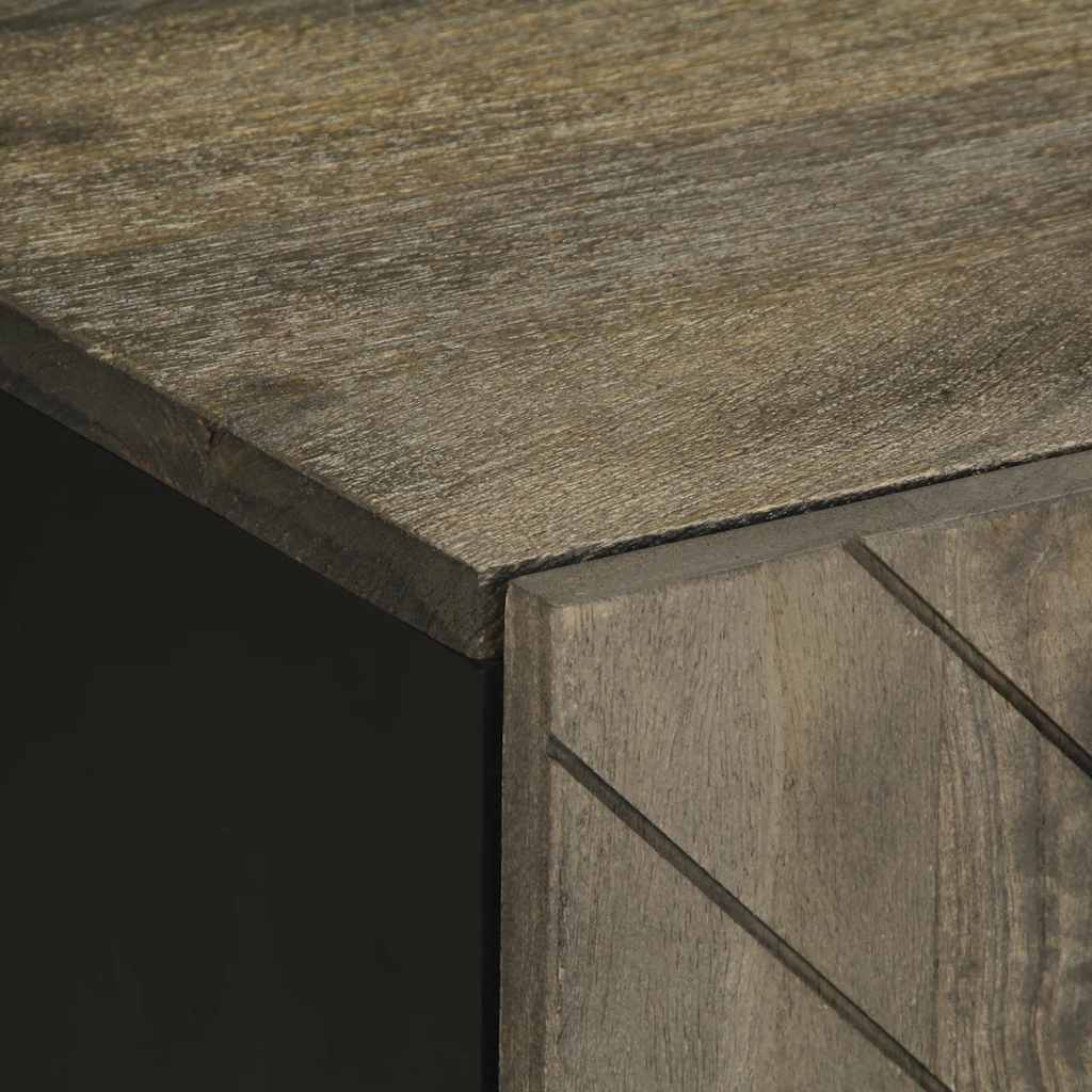 Mobile Porta TV Nero 105x33x46 cm in Legno Massello di Mango - homemem39