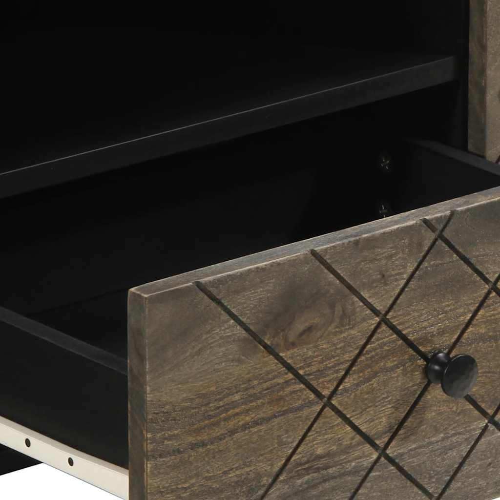 Mobile Porta TV Nero 105x33x46 cm in Legno Massello di Mango - homemem39