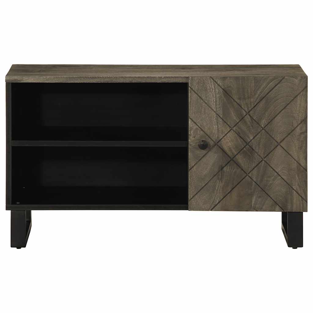 Mobile Porta TV Nero 80x33x46 cm in Legno Massello di Mango - homemem39