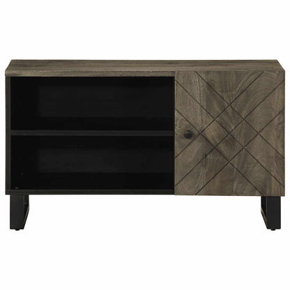 Mobile Porta TV Nero 80x33x46 cm in Legno Massello di Mango - homemem39