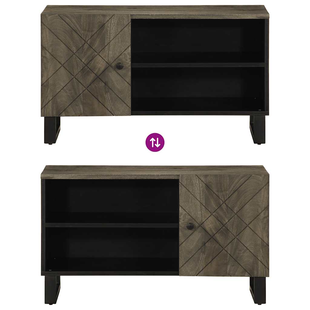 Mobile Porta TV Nero 80x33x46 cm in Legno Massello di Mango - homemem39
