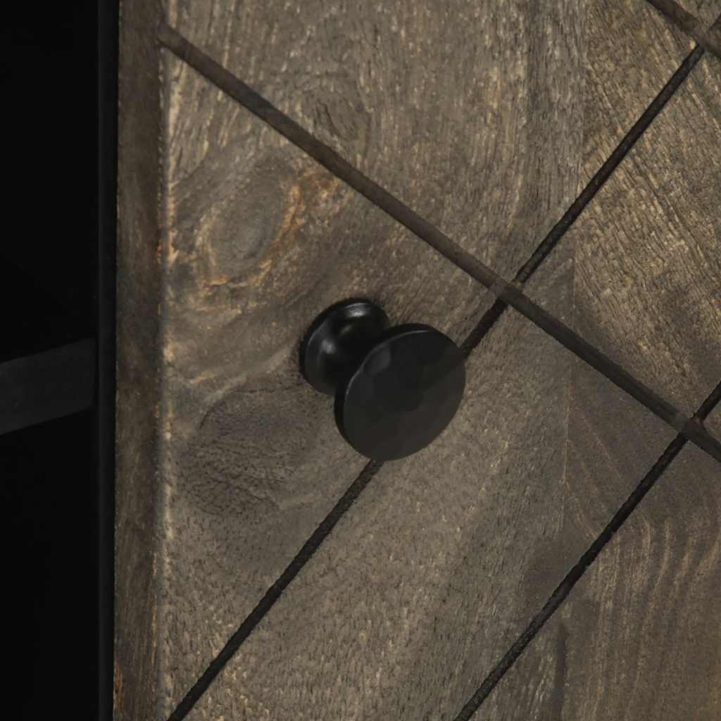 Mobile Porta TV Nero 80x33x46 cm in Legno Massello di Mango - homemem39