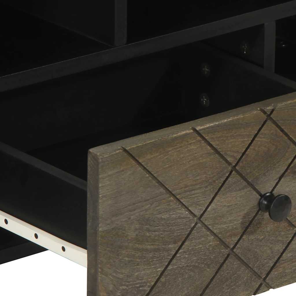 Mobile Porta TV Nero 100x33x46 cm in Legno Massello di Mango - homemem39