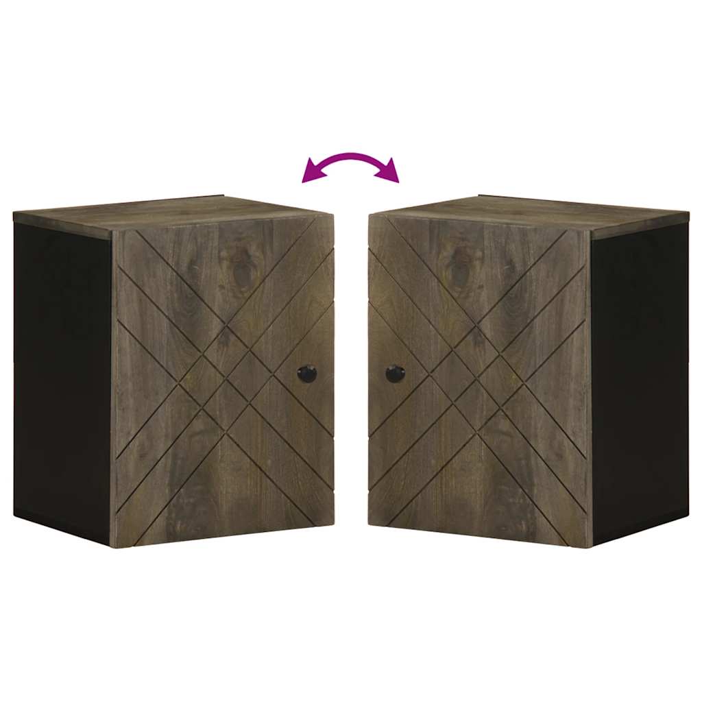 Mobile da Bagno a Parete Nero 38x33x48 cm Legno Massello Mango | homemem39