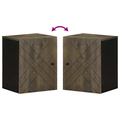 Mobile da Bagno a Parete Nero 38x33x48 cm Legno Massello Mango | homemem39