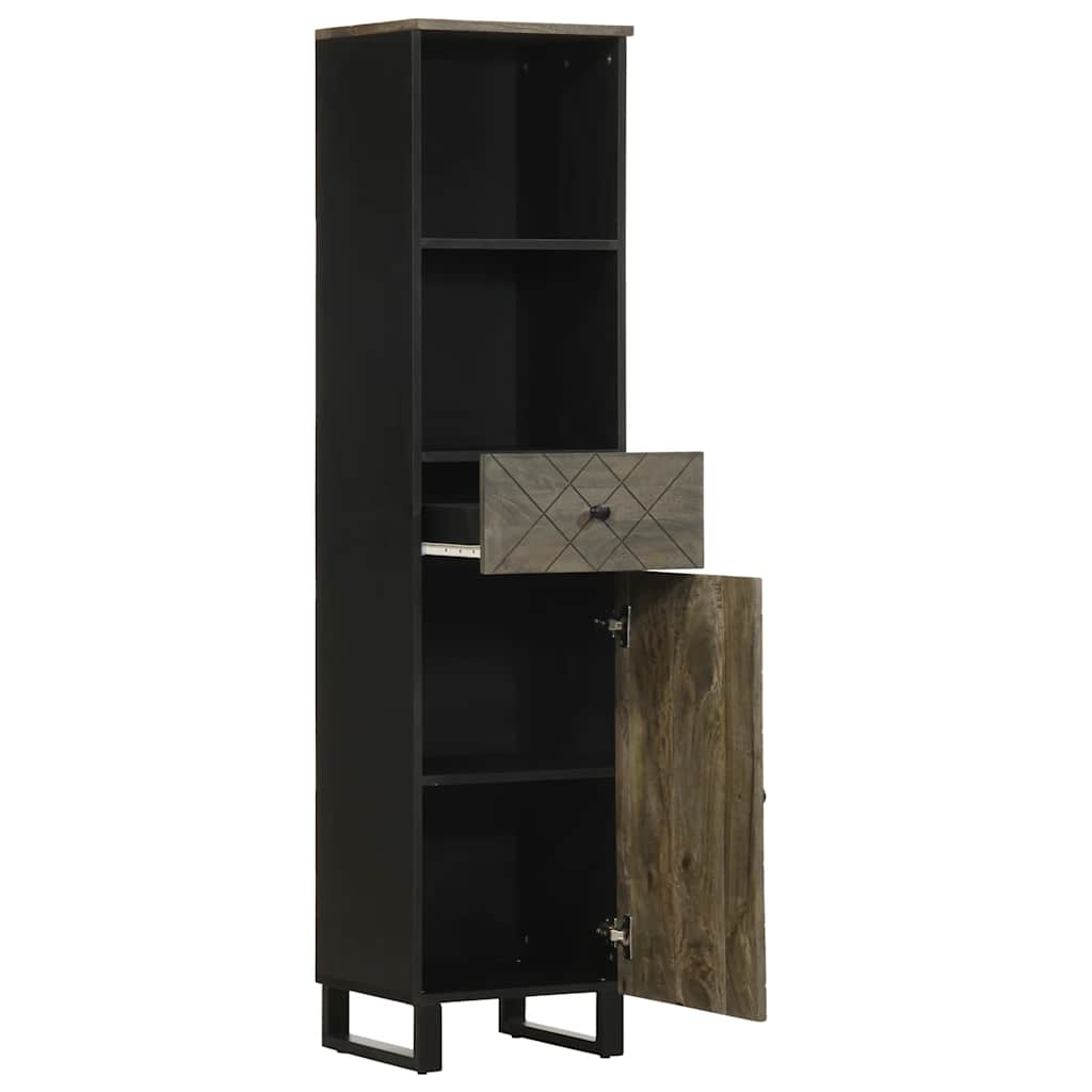 Mobile da Bagno Nero 38x33x160 cm in Legno Massello di Mango | homemem39