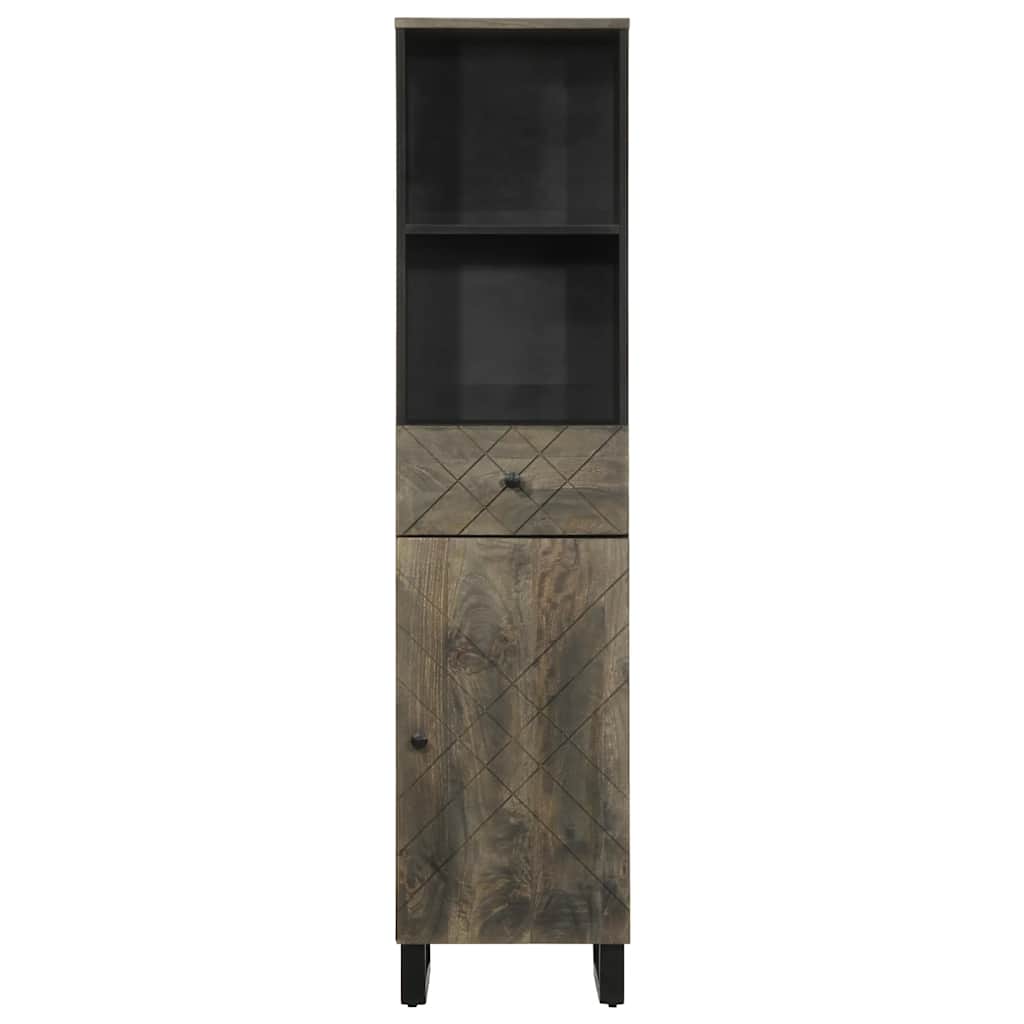 Mobile da Bagno Nero 38x33x160 cm in Legno Massello di Mango | homemem39
