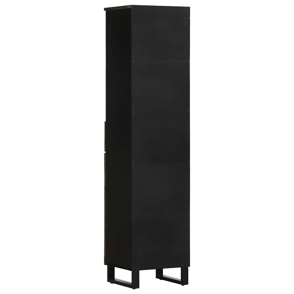 Mobile da Bagno Nero 38x33x160 cm in Legno Massello di Mango | homemem39