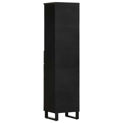 Mobile da Bagno Nero 38x33x160 cm in Legno Massello di Mango | homemem39