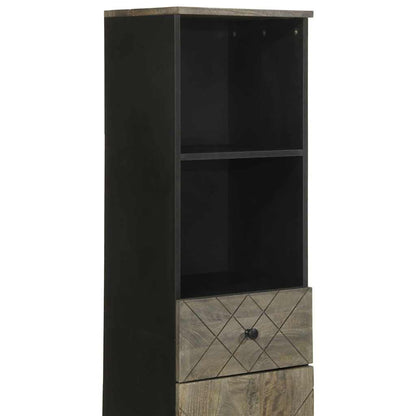 Mobile da Bagno Nero 38x33x160 cm in Legno Massello di Mango | homemem39