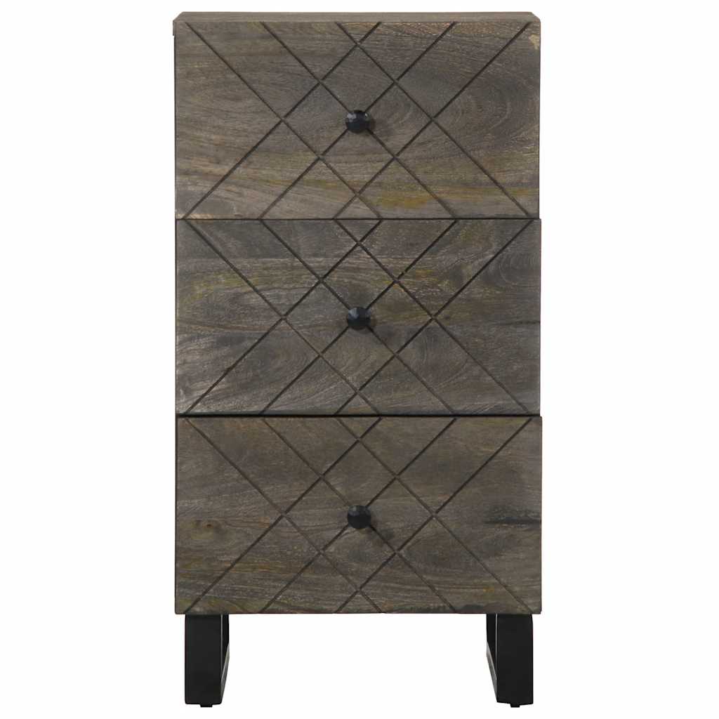 Credenza Nera 40x33x75 cm in Legno Massello di Mango - homemem39