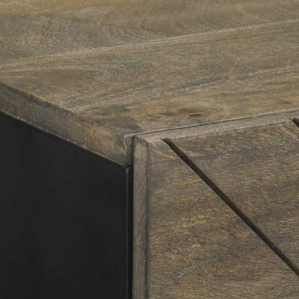 Credenza Nera 40x33x75 cm in Legno Massello di Mango - homemem39