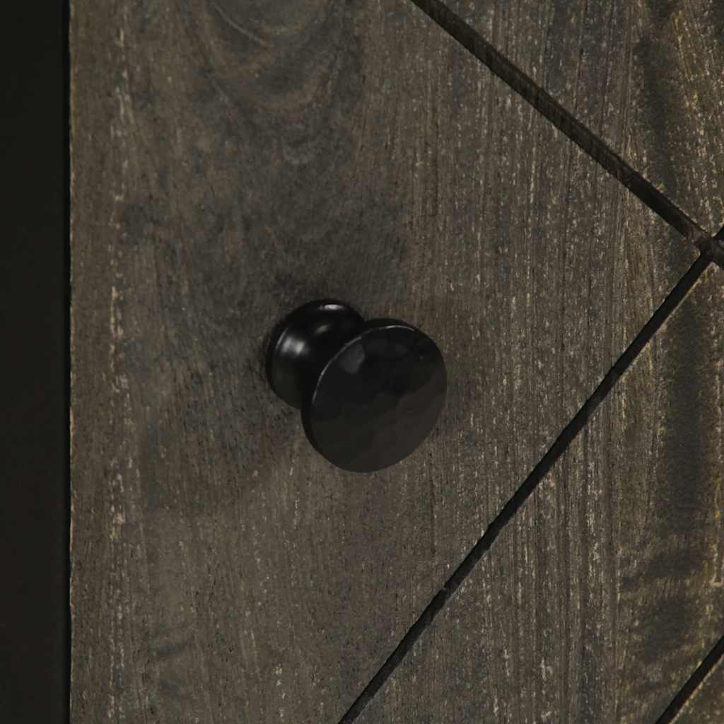 Credenza Nera 40x33x75 cm in Legno Massello di Mango - homemem39