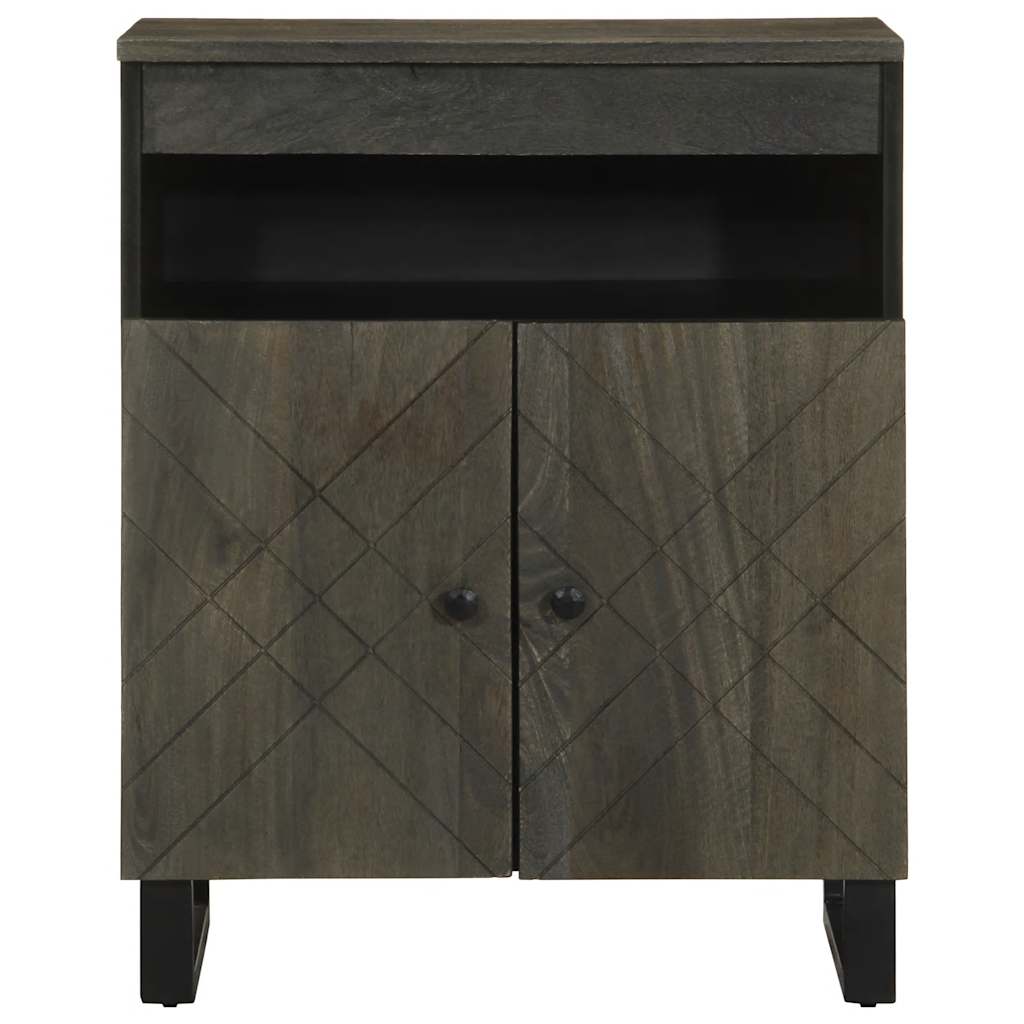 Credenza Nera 60x33x75 cm in Legno Massello di Mango - homemem39