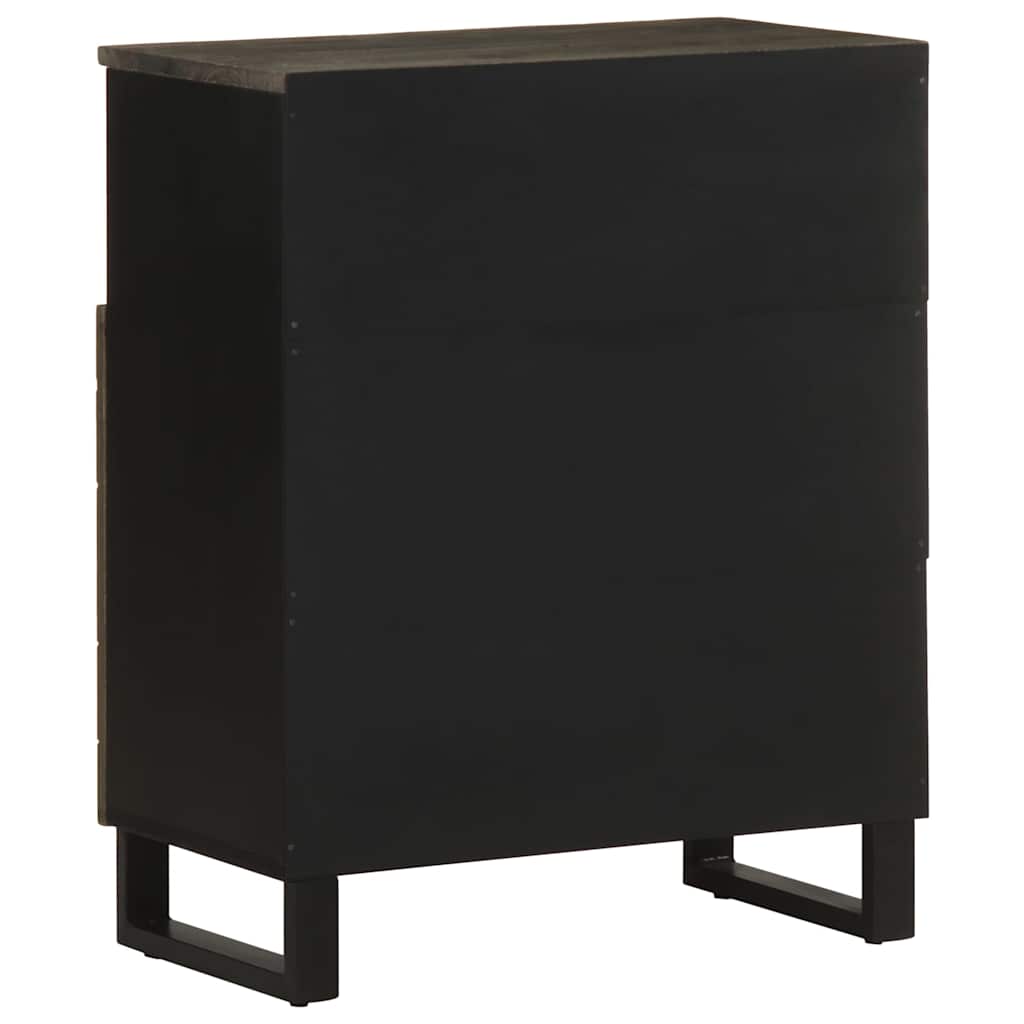 Credenza Nera 60x33x75 cm in Legno Massello di Mango - homemem39